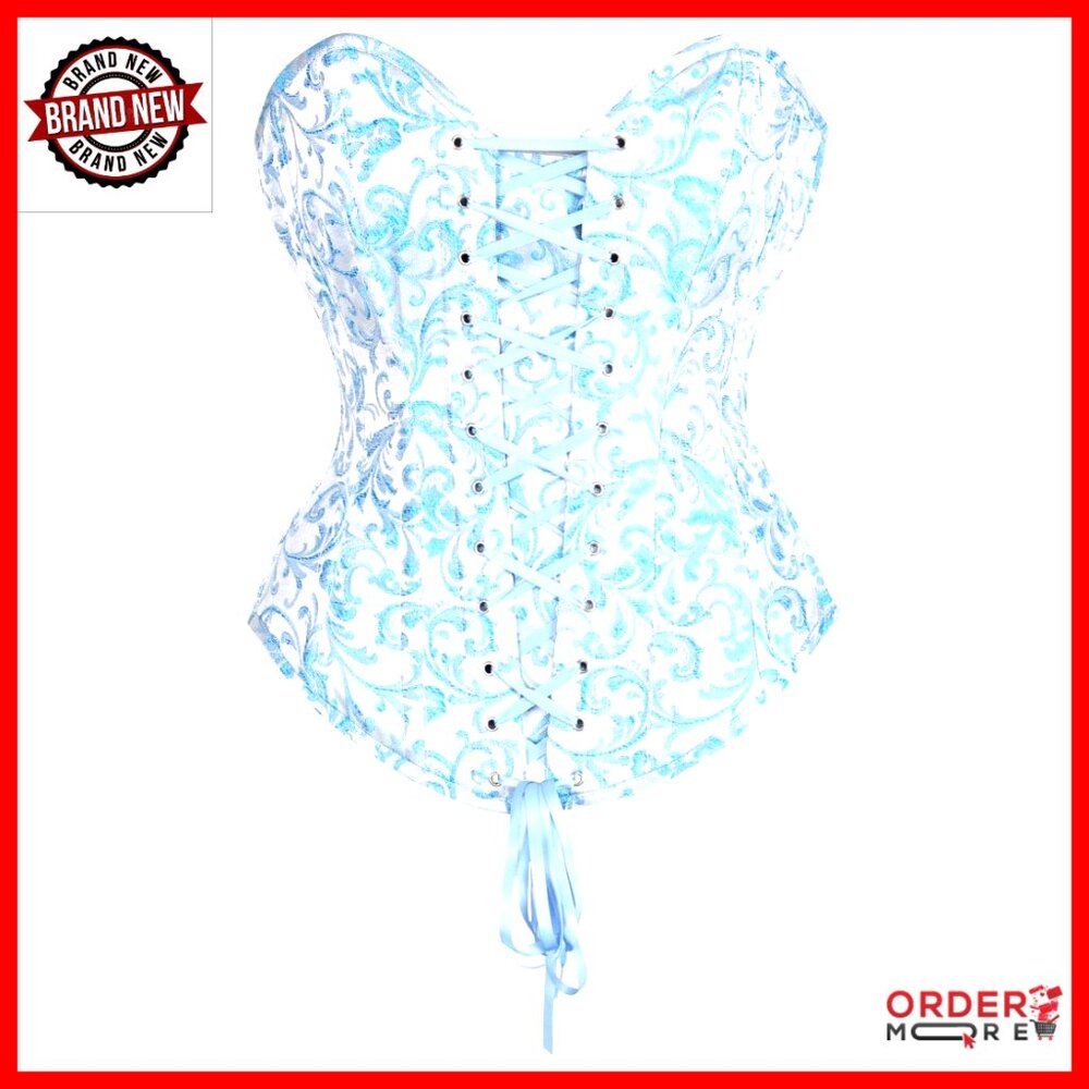 Brocade Overbust Corset Top Steel Boned Lace-Up Cinching Elegant Y2k